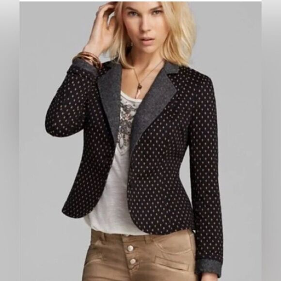 Free People Diamond Textured Polka Dot Knit Blazer. XS - Picture 1 of 8